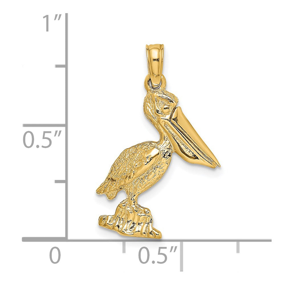 14k Yellow Gold 3-D Standing Pelican with Moveable Mouth Charm