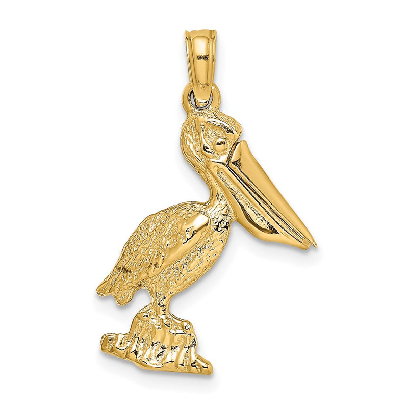 14k Yellow Gold 3-D Standing Pelican with Moveable Mouth Charm
