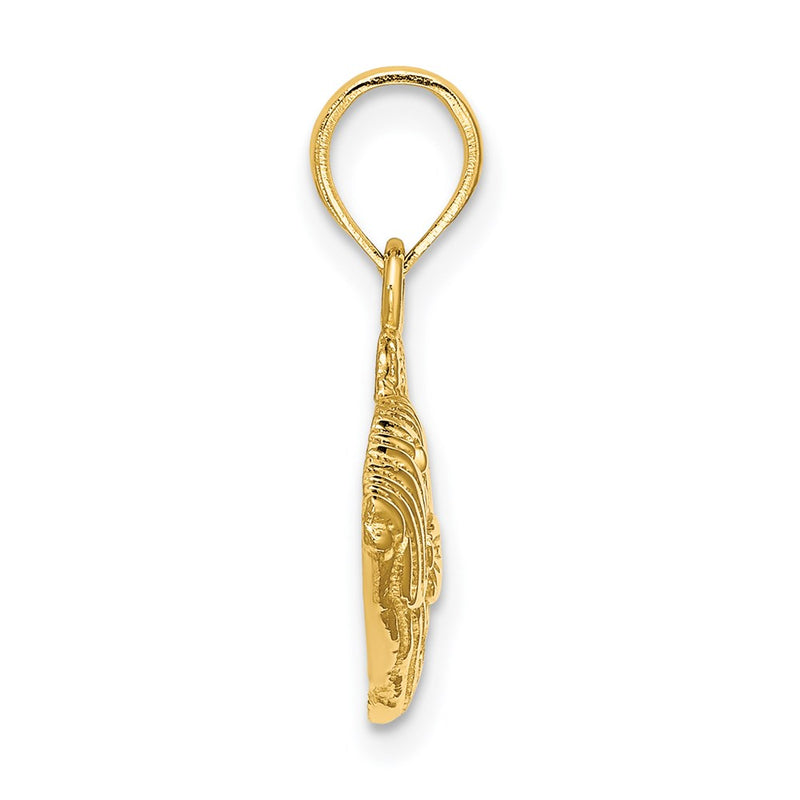 14k Yellow Gold 2-D /Engraved Striped Fish Charm