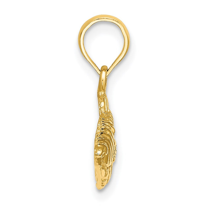 14k Yellow Gold 2-D  Engraved Striped Fish Charm