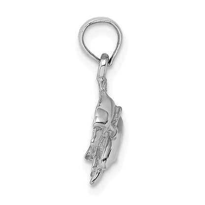 14k White Gold Polished Double Dolphins Jumping Left Charm