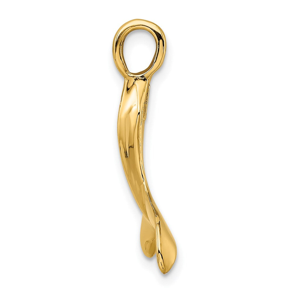 14k Yellow Gold 3-D Polished Whale Tail Charm