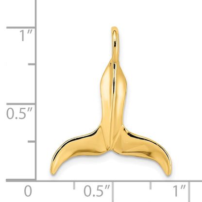 14k Yellow Gold 3-D Polished Whale Tail Charm