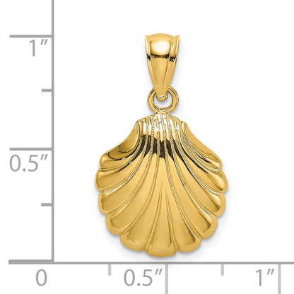 14k Yellow Gold Polished 2-D Scallop Shell Charm