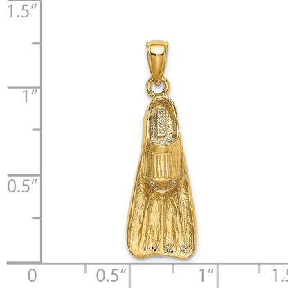 14k Yellow Gold 3-D Scuba Flipper Charm