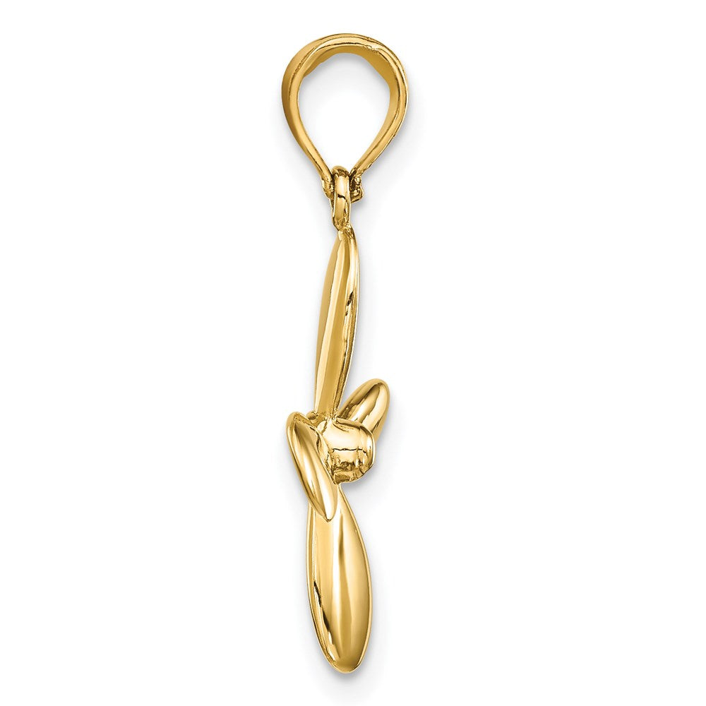 14k Yellow Gold 3-D w/ 4 Blades Propeller Charm