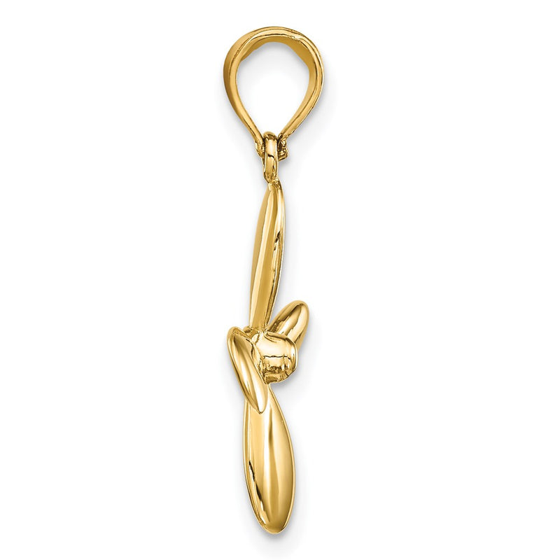 14k Yellow Gold 3-D w/ 4 Blades Propeller Charm