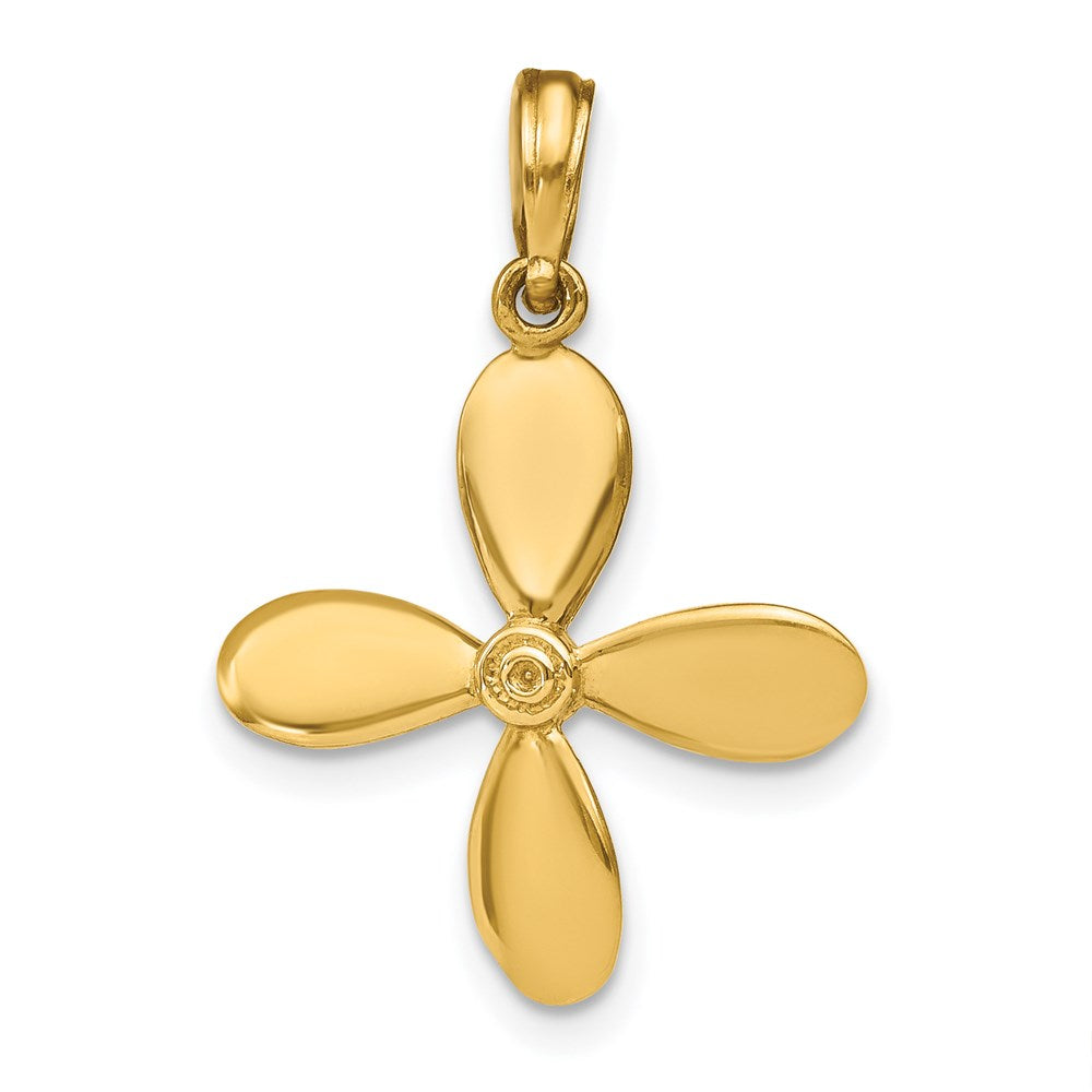 14k Yellow Gold 3-D w/ 4 Blades Propeller Charm