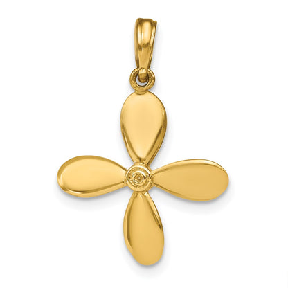 14k Yellow Gold 3-D w/ 4 Blades Propeller Charm
