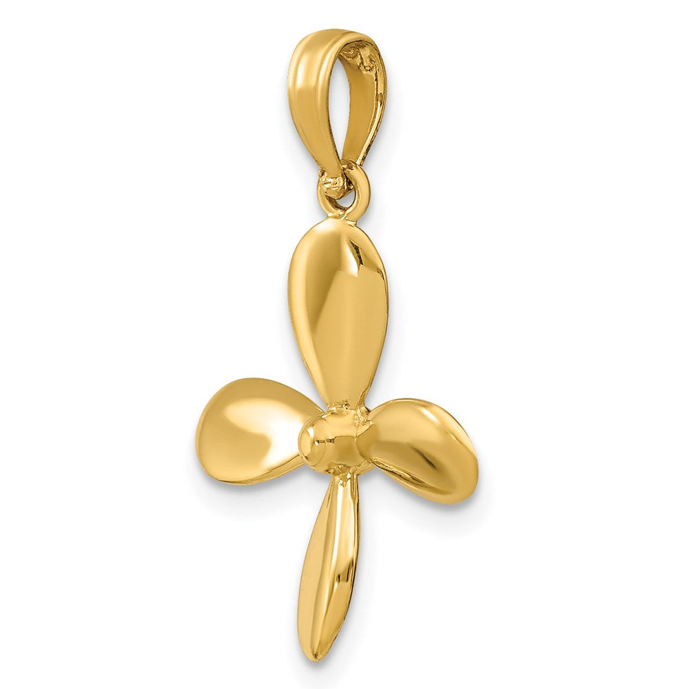14k Yellow Gold 3-D w/ 4 Blades Propeller Charm