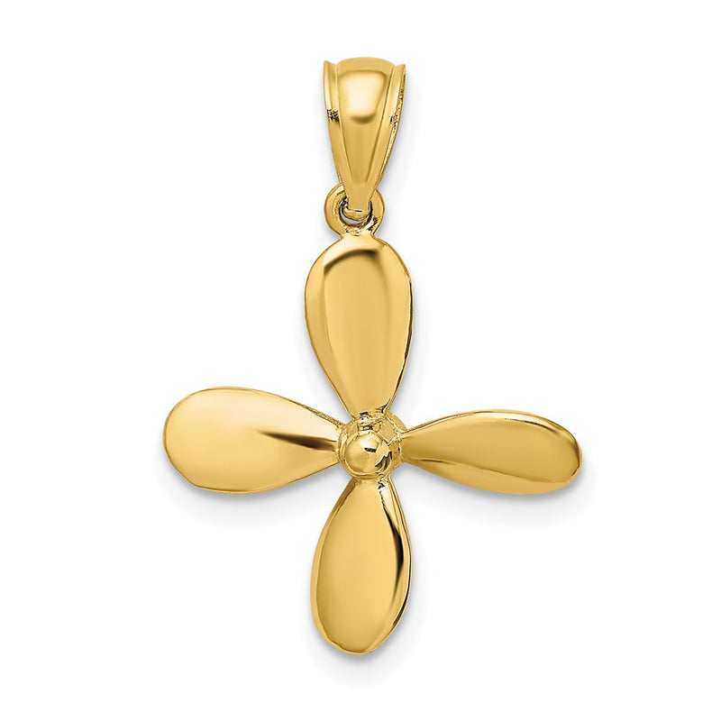 14k Yellow Gold 3-D w/ 4 Blades Propeller Charm