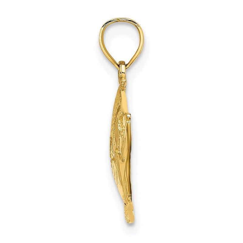 14k Yellow Gold 2-D Polished Textured Fish Charm