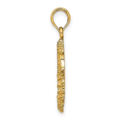 14k Yellow Gold Textured Seahorse Charm
