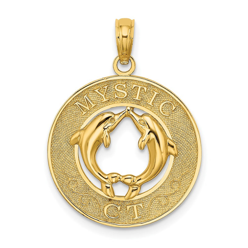 14k Yellow Gold MYSTIC CT Dolphins Charm