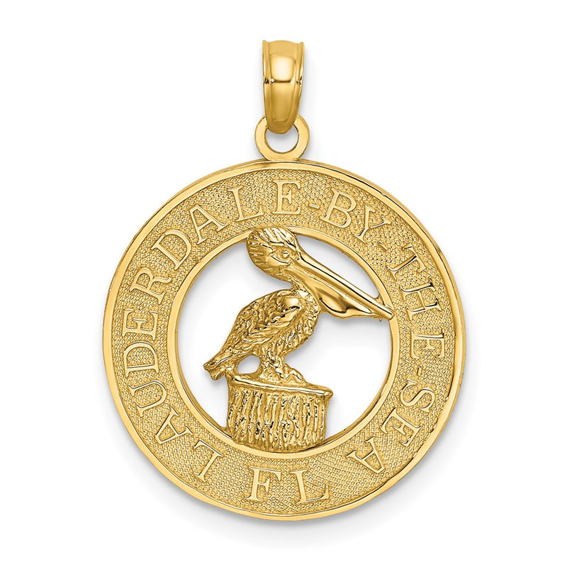 14k Yellow Gold LAUDERDALE-BY-THE-SEA FL w/Pelican Charm