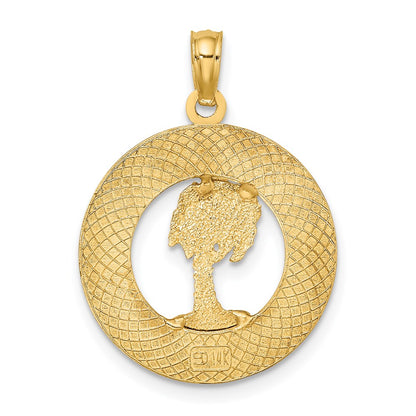 14k Yellow Gold SIESTA KEY FLORIDA  w/Palm Tree Circle Charm