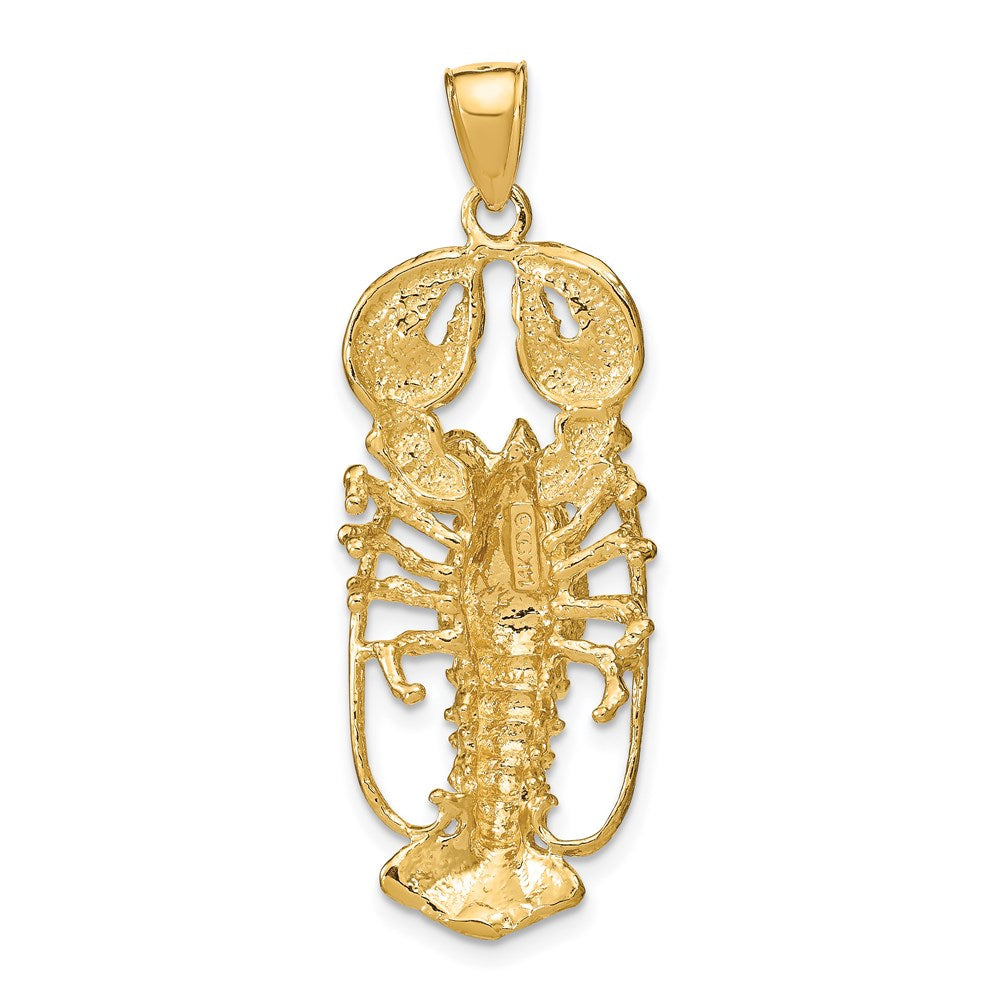14k Yellow Gold 3D Lobster Pendant