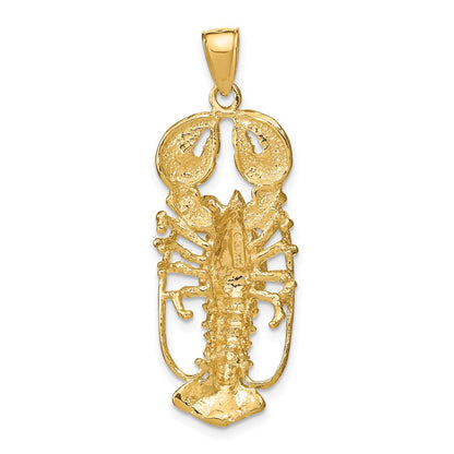 14k Yellow Gold 3D Lobster Pendant