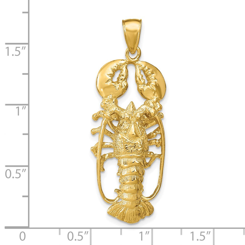 14k Yellow Gold 3D Lobster Pendant