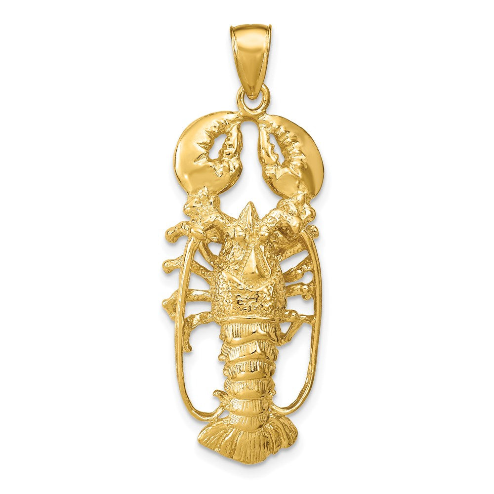 14k Yellow Gold 3D Lobster Pendant