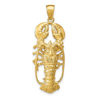 14k Yellow Gold 3D Lobster Pendant