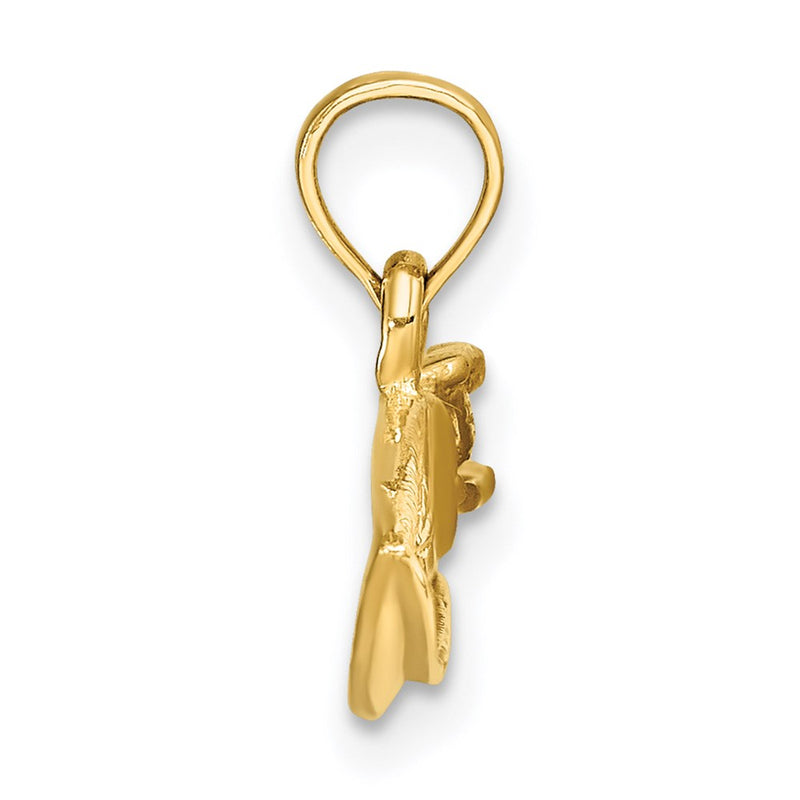14k Yellow Gold 2-D Textured SPEED BOAT Charm