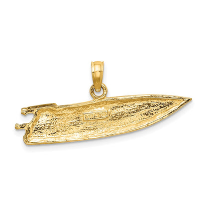 14k Yellow Gold 2-D Textured SPEED BOAT Charm