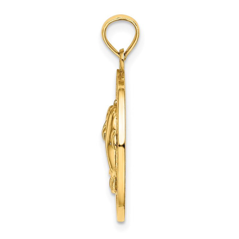 14k Yellow Gold TURKS AND CAICOS w/ Dolphins Circle Charm