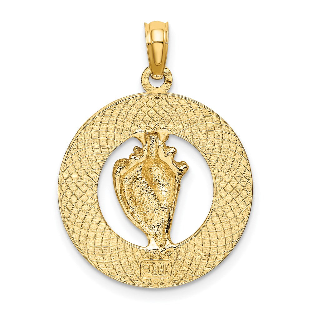 14k Yellow Gold TURKS AND CAICOS w/Conch Shell Circle Charm