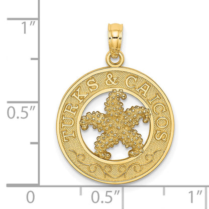 14k Yellow Gold TURKS AND CAICOS  w/ Starfish Circle Charm
