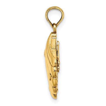 14k Yellow Gold Reversible Palm Trees in Shell Charm