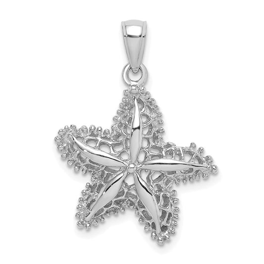 14k White Gold Starfish Filigree Charm