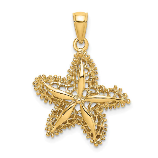 14k Yellow Gold Starfish Filigree Charm