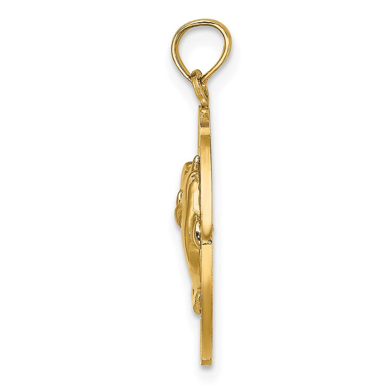 14k Yellow Gold ST. THOMAS w/ Dolphins Round Charm