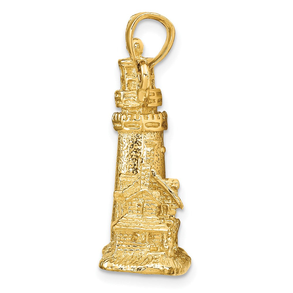 14k Yellow Gold 3D Cape Cod Lighthouse Pendant