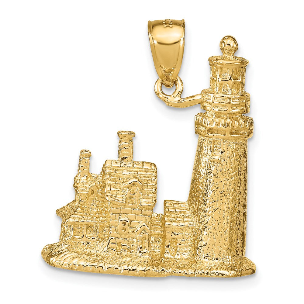 14k Yellow Gold 3D Cape Cod Lighthouse Pendant