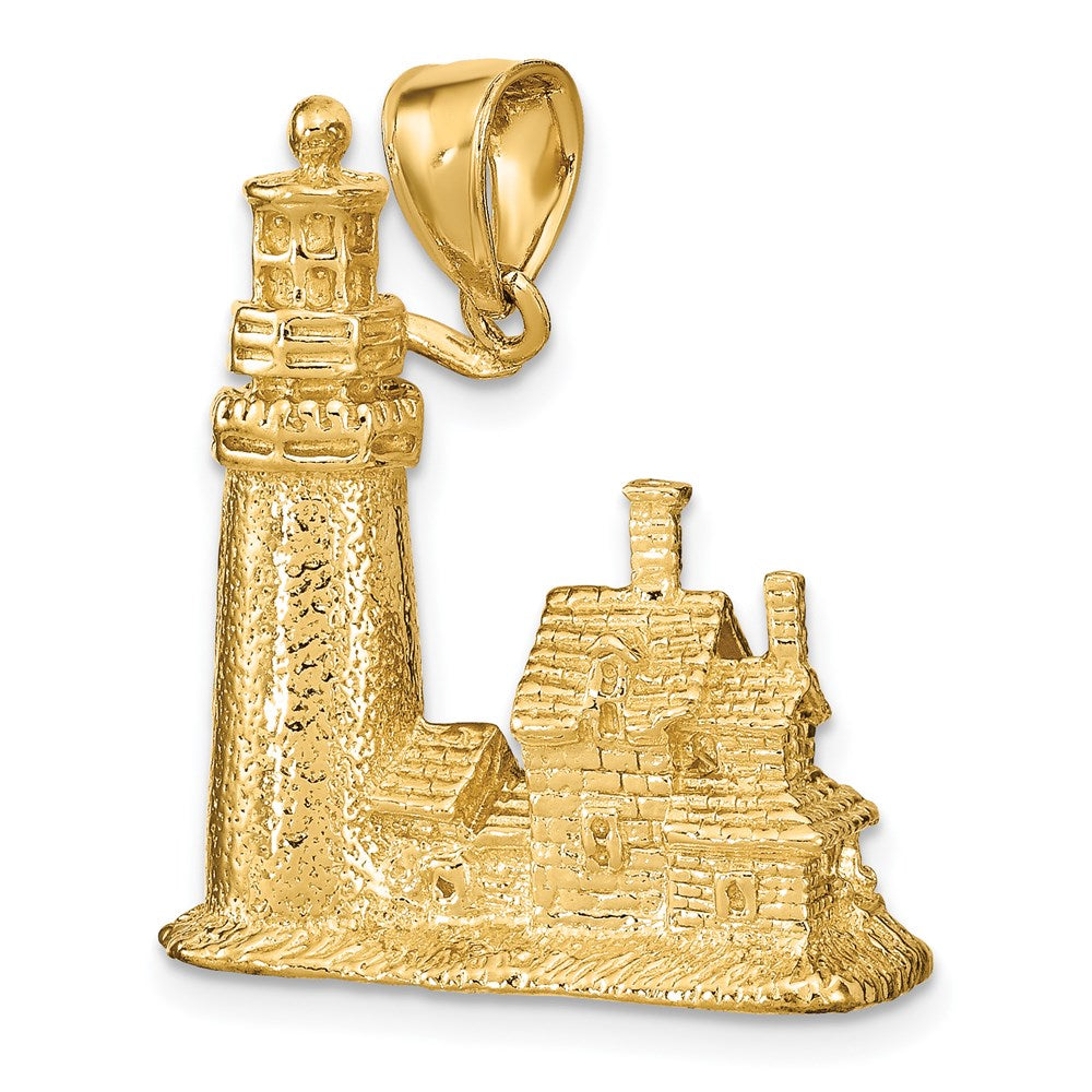 14k Yellow Gold 3D Cape Cod Lighthouse Pendant