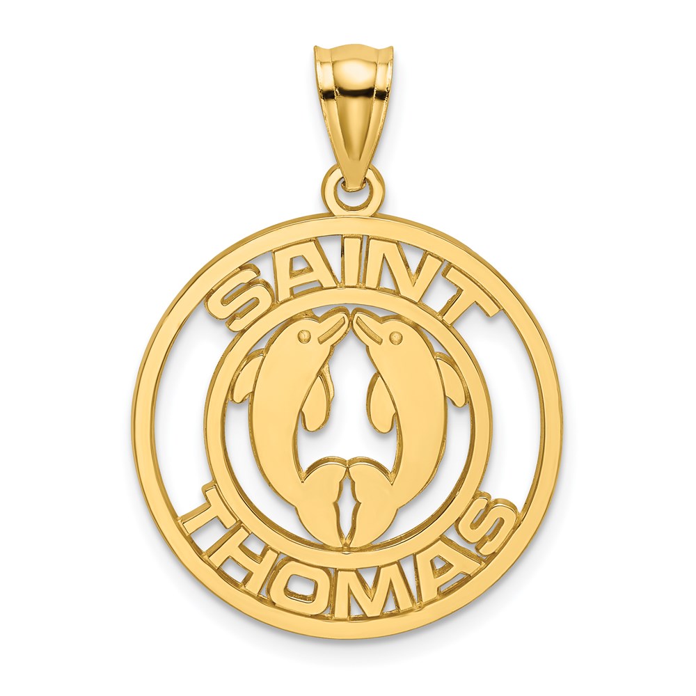 14k Yellow Gold SAINT THOMAS w/ Dolphins Charm