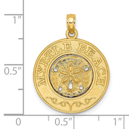 14k Yellow Gold MYRTLE BEACH w/Sand Dollar Circle Charm