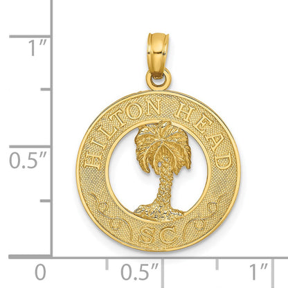 14k Yellow Gold HILTON HEAD SC Palm Tree Charm