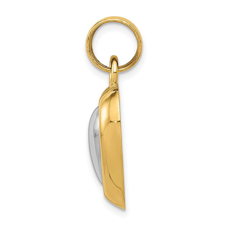14k Yellow & Rhodium Gold w/White Rhodium Polished Heart Pendant