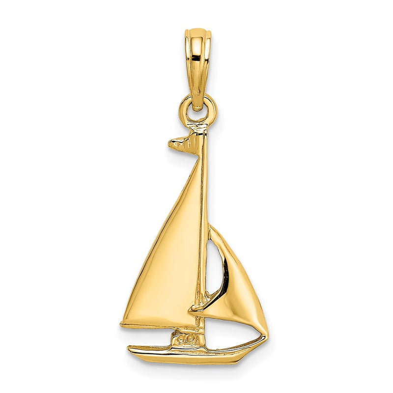14k Yellow Gold 2-D Polished Sailboat Charm