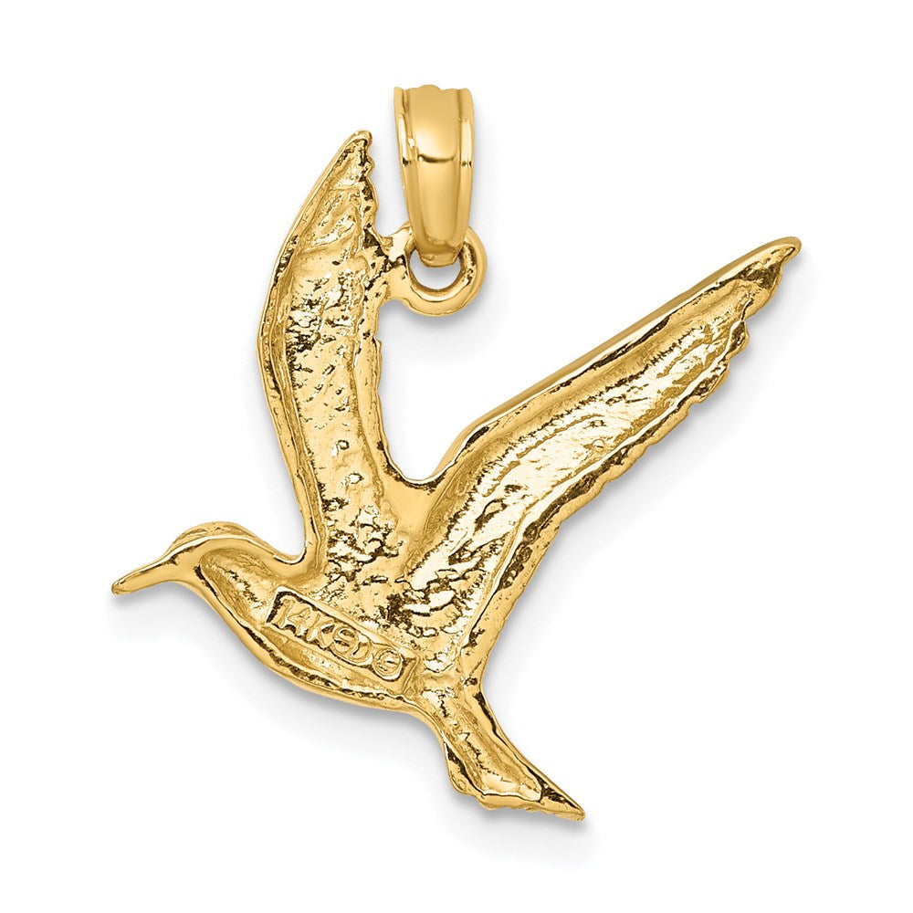 14k Yellow Gold Polished Flying Seagull Charm