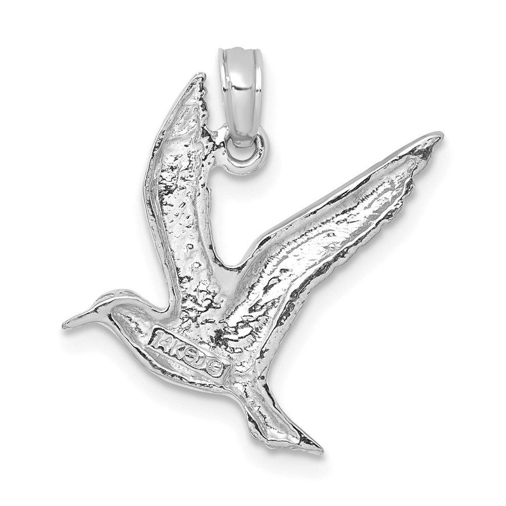 14k White Gold Polished Flying Seagull Charm