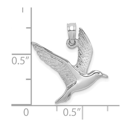 14k White Gold Polished Flying Seagull Charm