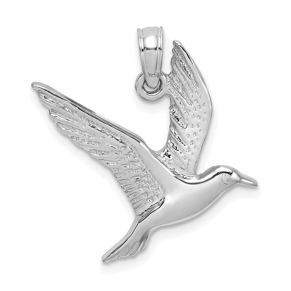 14k White Gold Polished Flying Seagull Charm