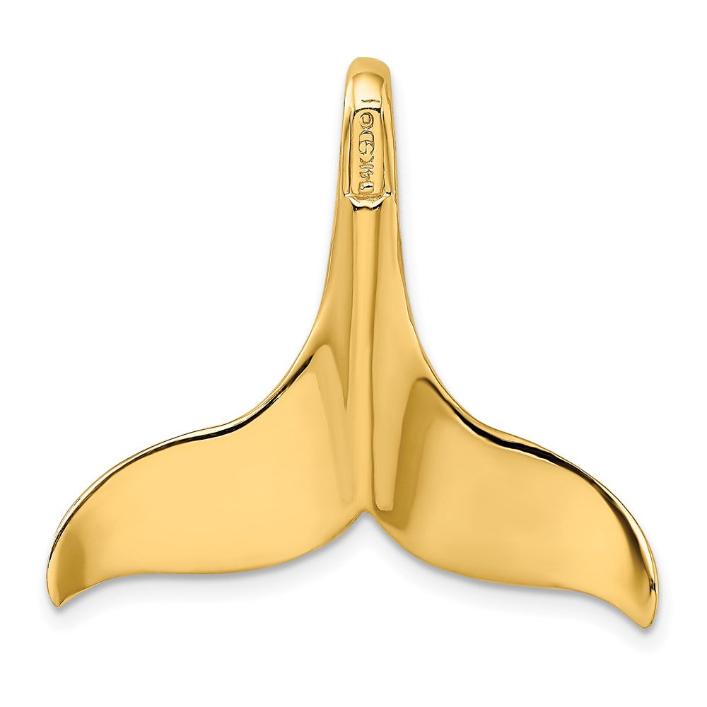 14k Yellow Gold 3-D Polished W/ Hidden Bail Whale Tail Charm