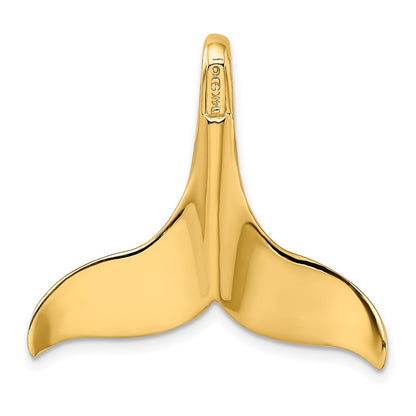 14k Yellow Gold 3-D Polished W/ Hidden Bail Whale Tail Charm