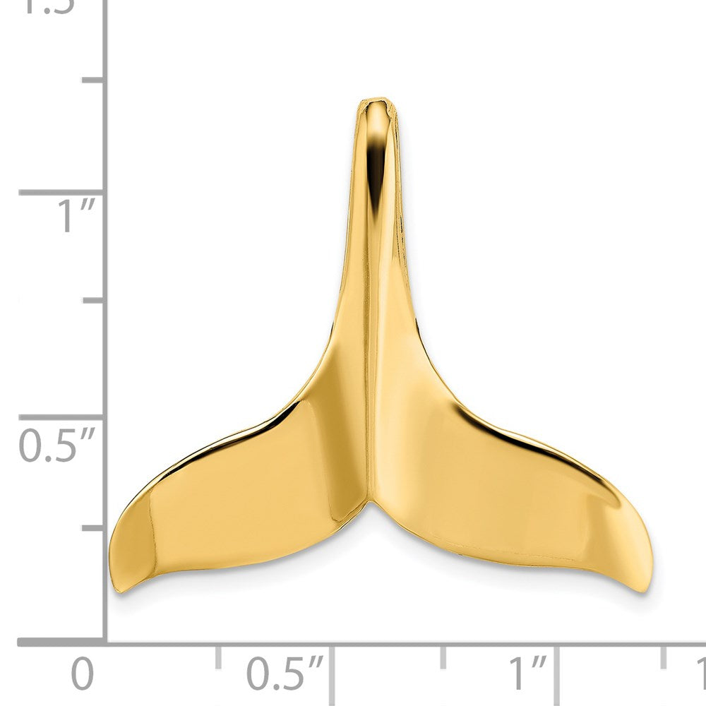 14k Yellow Gold 3-D Polished W/ Hidden Bail Whale Tail Charm