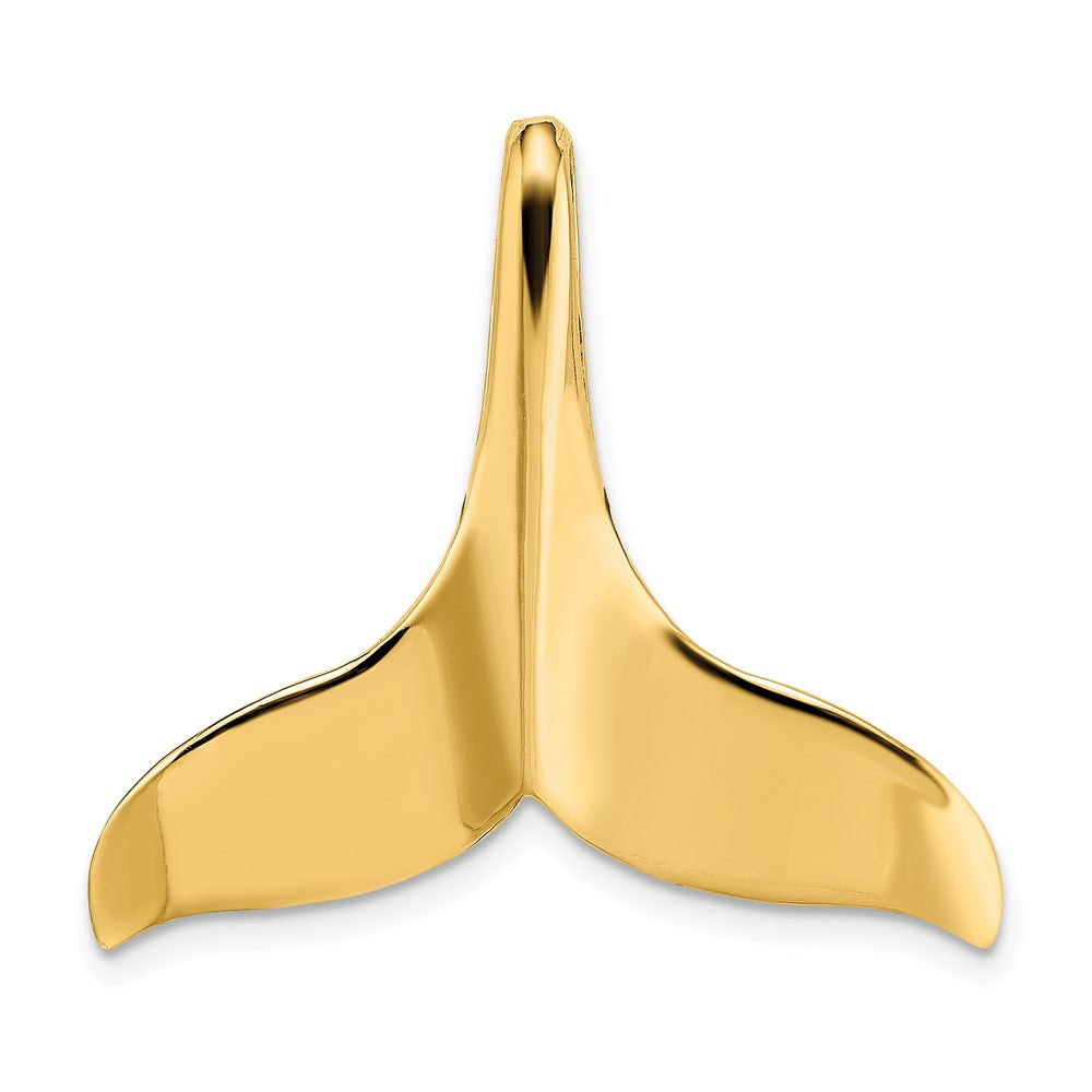 14k Yellow Gold 3-D Polished W/ Hidden Bail Whale Tail Charm